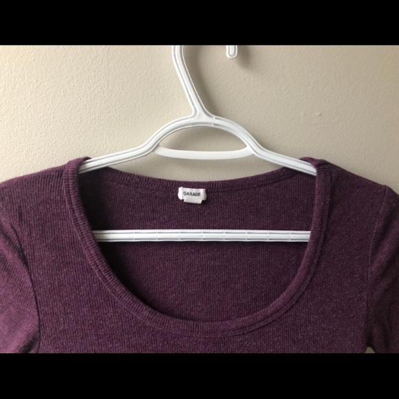 Garage: Plum Ribbed Crop-Top - Picture 2 of 5